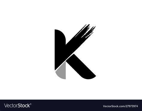 Black and white letter k grunge alphabet logo Vector Image