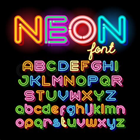 Neon Light Alphabet Vector Font. Neon ... | Stock vector | Colourbox