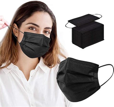 50pcs Black Disposable Face Masks Cover Breathable Dust Mask ...