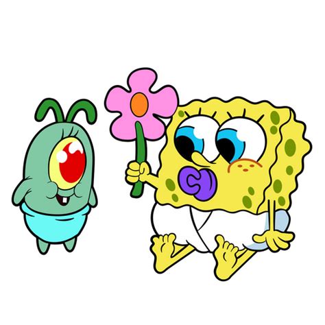 Kid Plankton and Baby SpongeBob Sticker. Everyone was once a child ...