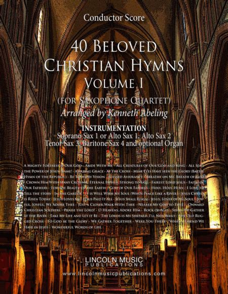 40 Beloved Christian Hymns Volume I (for Saxophone Quartet SATB or AATB ...