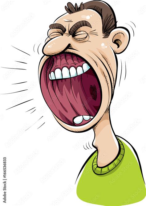 A cartoon main yelling with a huge, big shouting mouth. Stock Vector ...