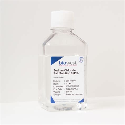 Sodium Chloride Salt Solution 0.85% - L0640 | Biowest | Your best ...