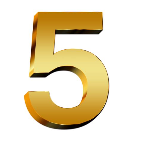 Gold Number 5 transparent PNG - StickPNG