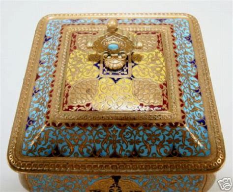 Antique FRENCH CHAMPLEVE Enamel JEWELRY JEWEL BOX | #41055390