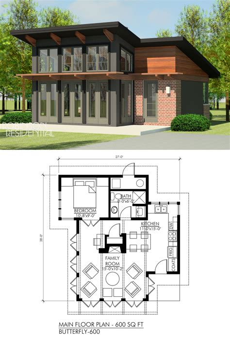 Contemporary Butterfly-600 - Robinson Plans | House plan with loft ...