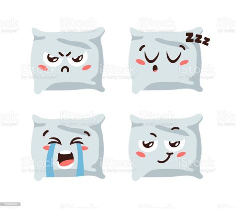 Hand Drawn Funny Pillow Emoji Cartoon Character Sleeping Element ...