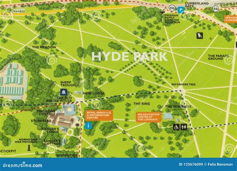 Hyde Park. London, UK map. editorial stock image. Image of directions ...