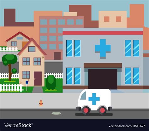 Cartoon street hospital stylish background retro Vector Image