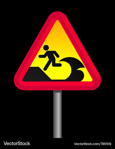 Tsunami warning sign Royalty Free Vector Image