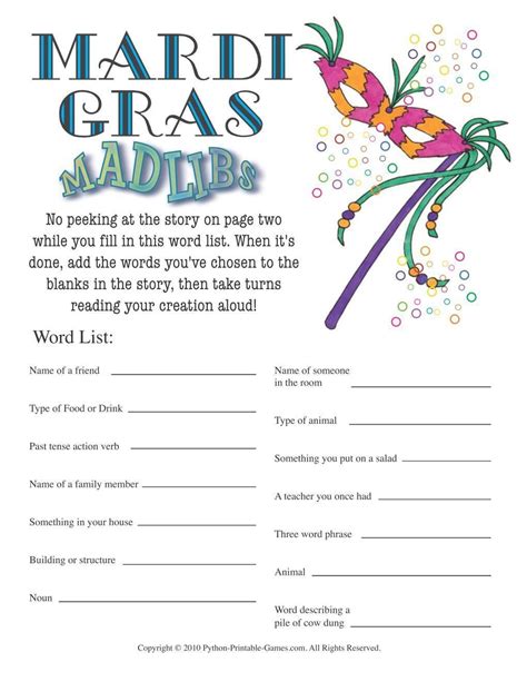 Mardi Gras Party Games, Free Printable Games And Activities For A ...