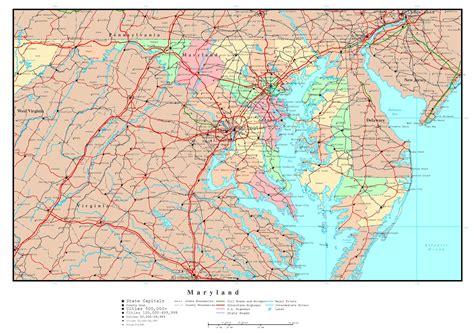 Maryland State Map With Counties - Map