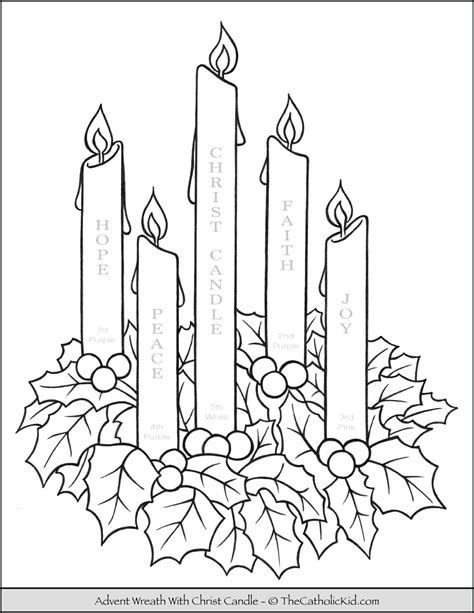 Advent Wreath Coloring Page With Candle Names & Meanings ...