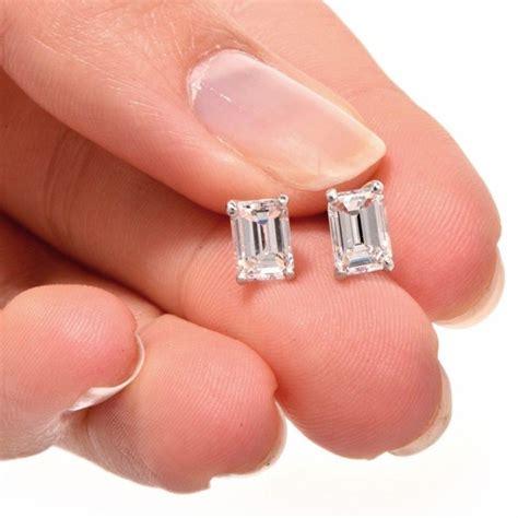 1.0 ct SIMULATED DIAMOND Emerald Cut Solitaire Stud Earrings