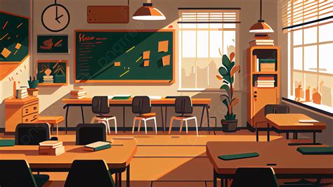 Education Classroom Cute Cartoon Orange Background, Education ...