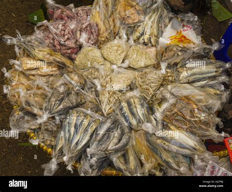 Salted fishes sold in Pasar Minggu traditional market photo taken in ...