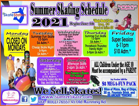 Roller Skating Rink Sumter, South Carolina – Skating Schedule