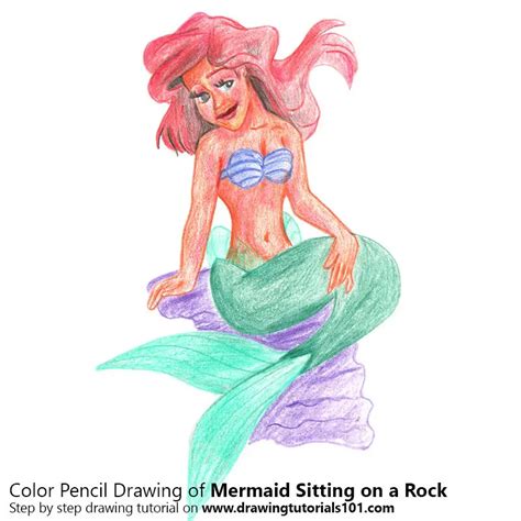 How to Draw a Mermaid Sitting on a Rock (Mermaids) Step by Step ...