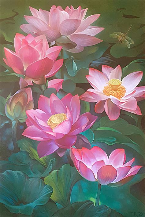 Painting (Oil) Original Art by Tatiana Rezvaya "LOTUSES" | Lotus flower ...