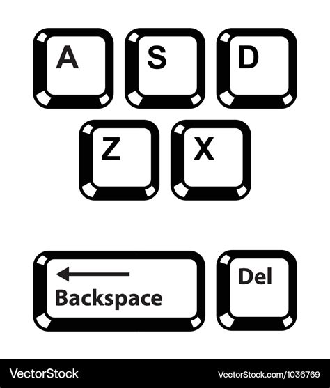 Keyboard keys buttons icons set - backspace Vector Image