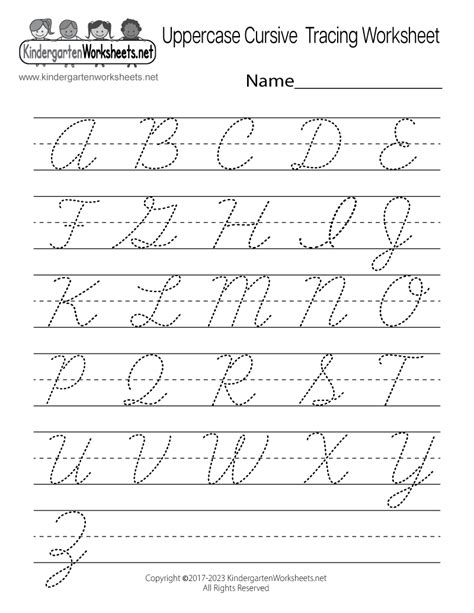 Cursive Handwriting Worksheet - Free Kindergarten English Worksheet for ...