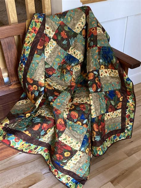 Handmade Quilt Throw Quilt Lap Quilt Fall Floral | Etsy | Handmade ...