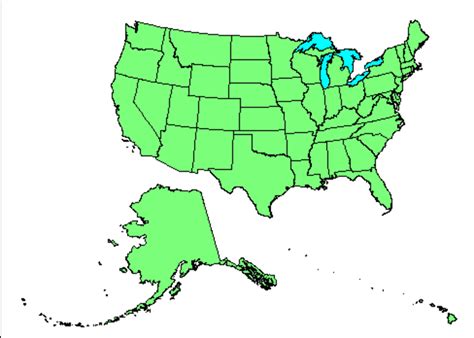 Map of the United States with Alaska and Hawaii to scale [976 × 696 ...