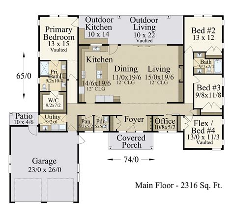 Peace and Quiet House Plan | One Story Modern Home Design - MM-2316