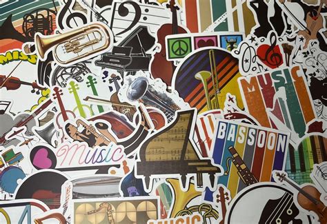 5-20 Pack Music Themed Stickers for Laptops, Skateboards, Phones ...