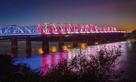 Memphis Bridges at Night: Light Show on the Mississippi River