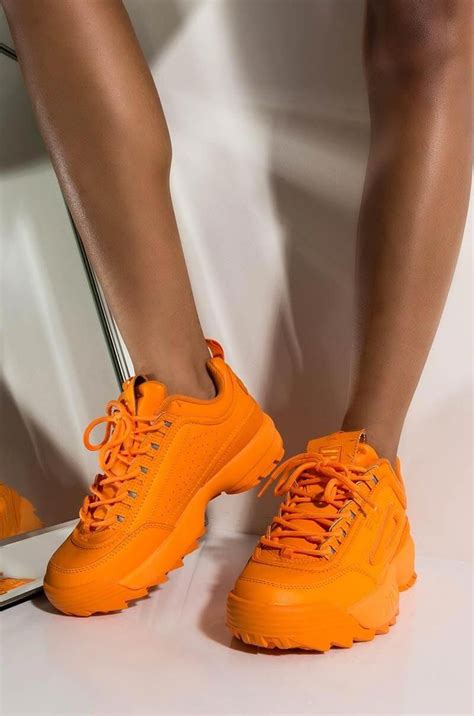 FILA WOMENS DISRUPTOR II PREMIUM CHUNKY SNEAKER IN NEON ORANGE | Orange ...