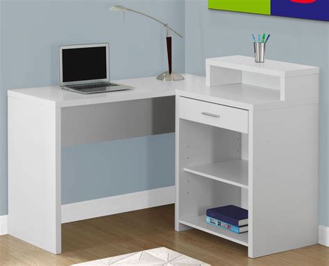 White Corner Storage Computer Desk from Monarch | Coleman Furniture