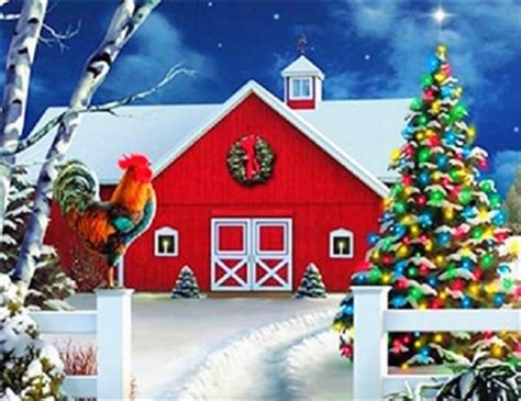 5D Diamond Painting Bright Christmas Barn Kit