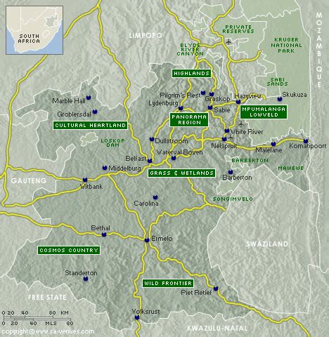 Mpumalanga Relief Map, South Africa