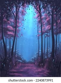 Purple Forest Night Stock Illustration 2240873991 | Shutterstock