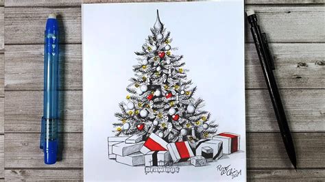 A Christmas Tree Pencil Sketch Drawing How to Draw a Christmas Tree ...