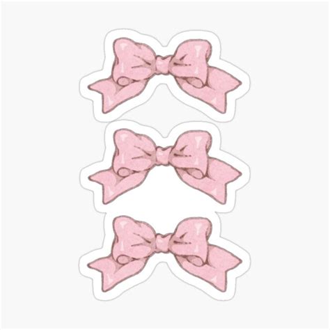 three pink bows stickers on a white background, each with different ...