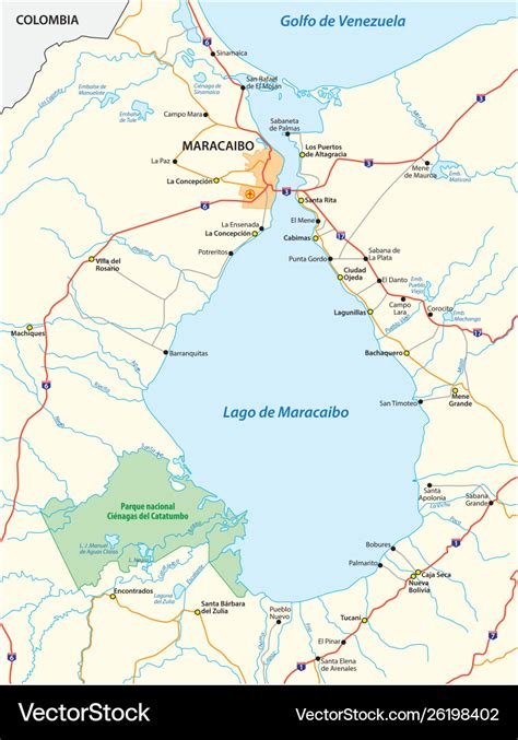 Map venezuelan sea maracaibo lake Royalty Free Vector Image