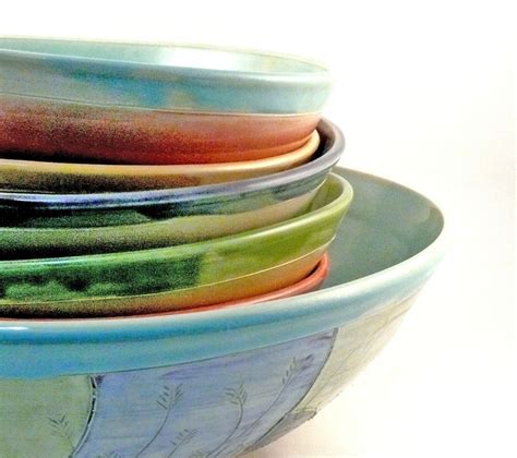 Buy a Custom Made Handmade Art Bowls Pasta Bowl Set With Six Pasta ...