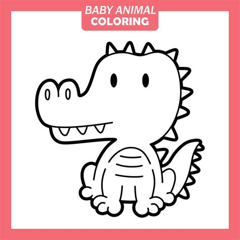 Coloring cute baby animal cartoon with Alligator 6537500 Vector Art at ...