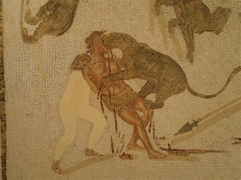 El Djem Tunisia Museum mosaics tiger fight - 34 :: World All Details