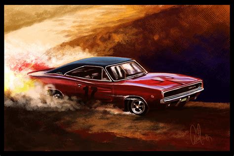 Automotive Art Muscle Car 1968 Charger Digital Art by Arvind Ramkrishna