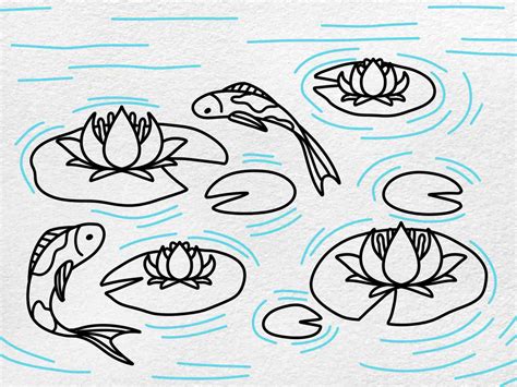 Lotus Pond Drawing - HelloArtsy