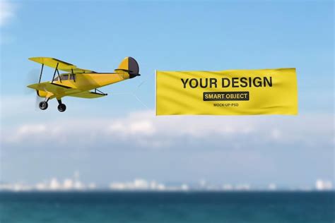 Premium PSD | Airplane flying advertising with banner