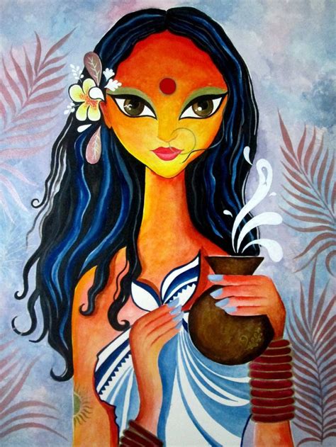 Indian tribal woman Painting by Wincy Xavier | Saatchi Art