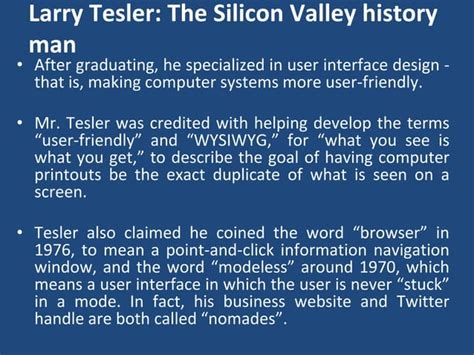 Larry tesler computer scientist, inventor of cut, copy and-paste. | PPT ...