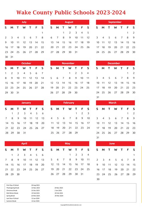 Wake County Public Schools Calendar Holidays 2023-2024