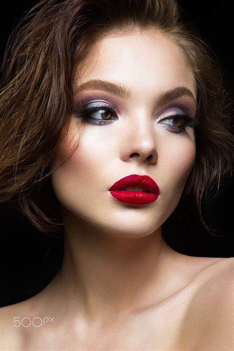 HD wallpaper: makeup, red lipstick, women, face, model, portrait ...