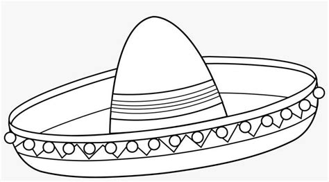 Mexican Sombrero Coloring Page - Sombrero Clip Art Black And White PNG ...