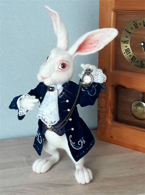 White Rabbit Alice in Wonderland Needle felted interior toy | Etsy